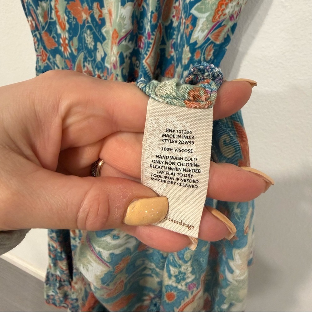 Soft Surroundings Kara Tiered Maxi Dress in Fiery Teal Floral M - Picture 4 of 5